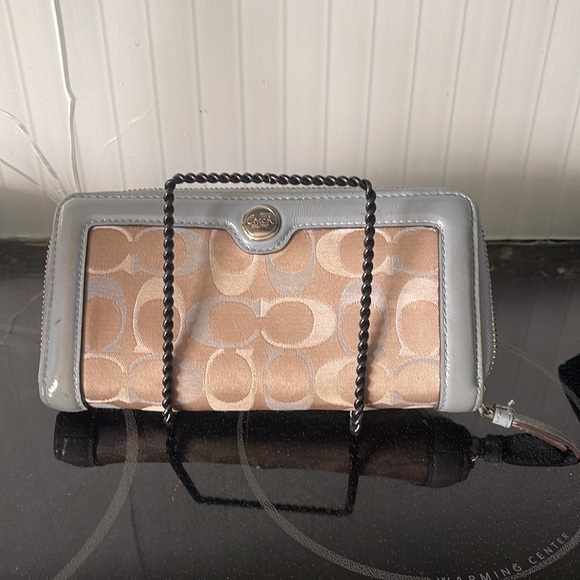 Coach 3p set Bag & Wallet Unique photo frame Bag charm Baby Blue & Coated Canvas - Picture 10 of 11